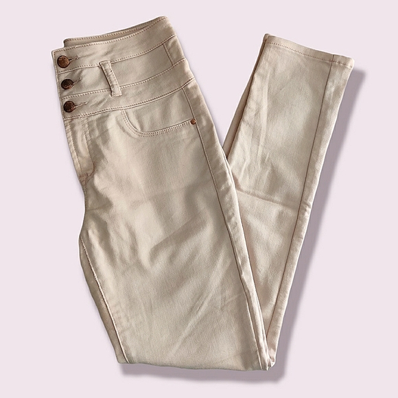 Refuge Light Pink 3 Button High Waisted Pants - Picture 2 of 6